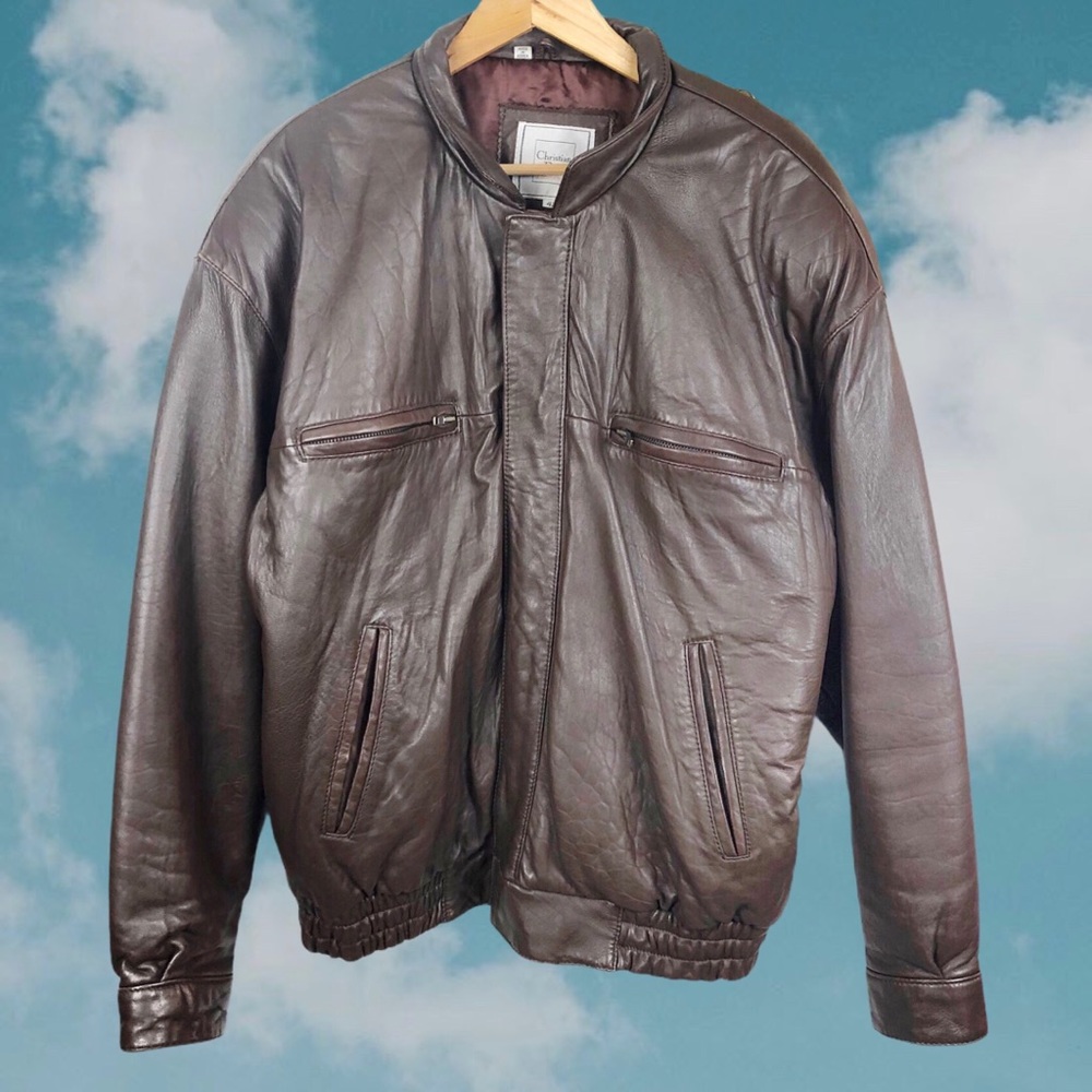 Christian Dior Vintage Leather Brown Bomber Jacket - Picture 1 of 10